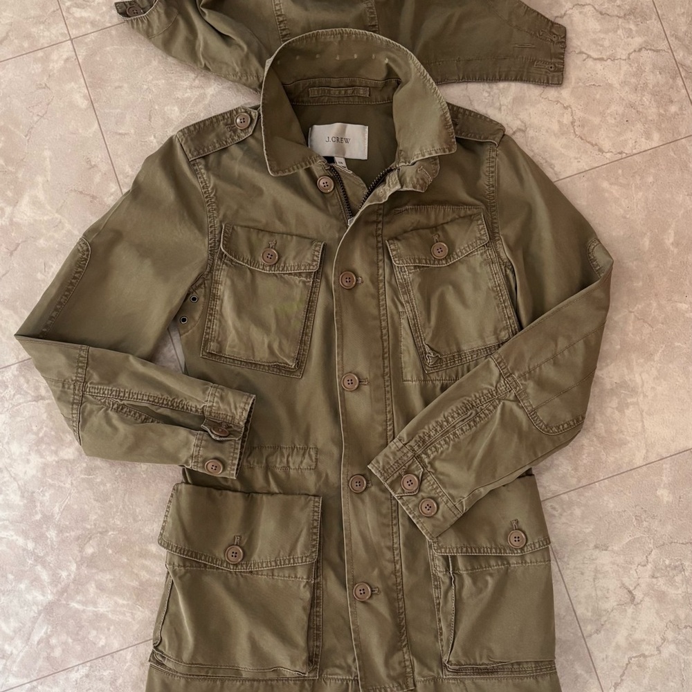Y2K J. Crew Jacket Womens XXS Field Jacket Hooded Military Preppy Minimalist - Picture 6 of 11